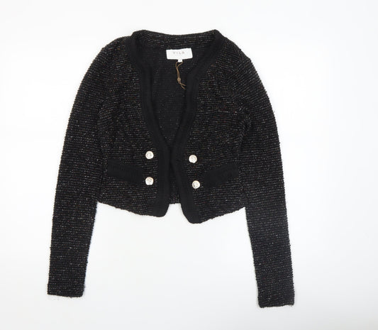 Vila Womens Black Knit Cardigan Small Long Sleeve Blazer Style