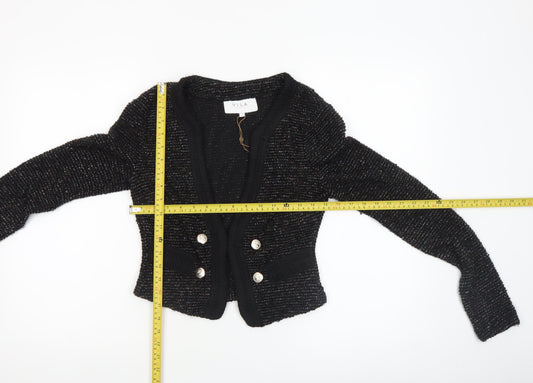 Vila Womens Black Knit Cardigan Small Long Sleeve Blazer Style