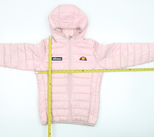 Ellesse Girls Pink Hooded Puffer Jacket 10-11 Years Quilt Logo Coat