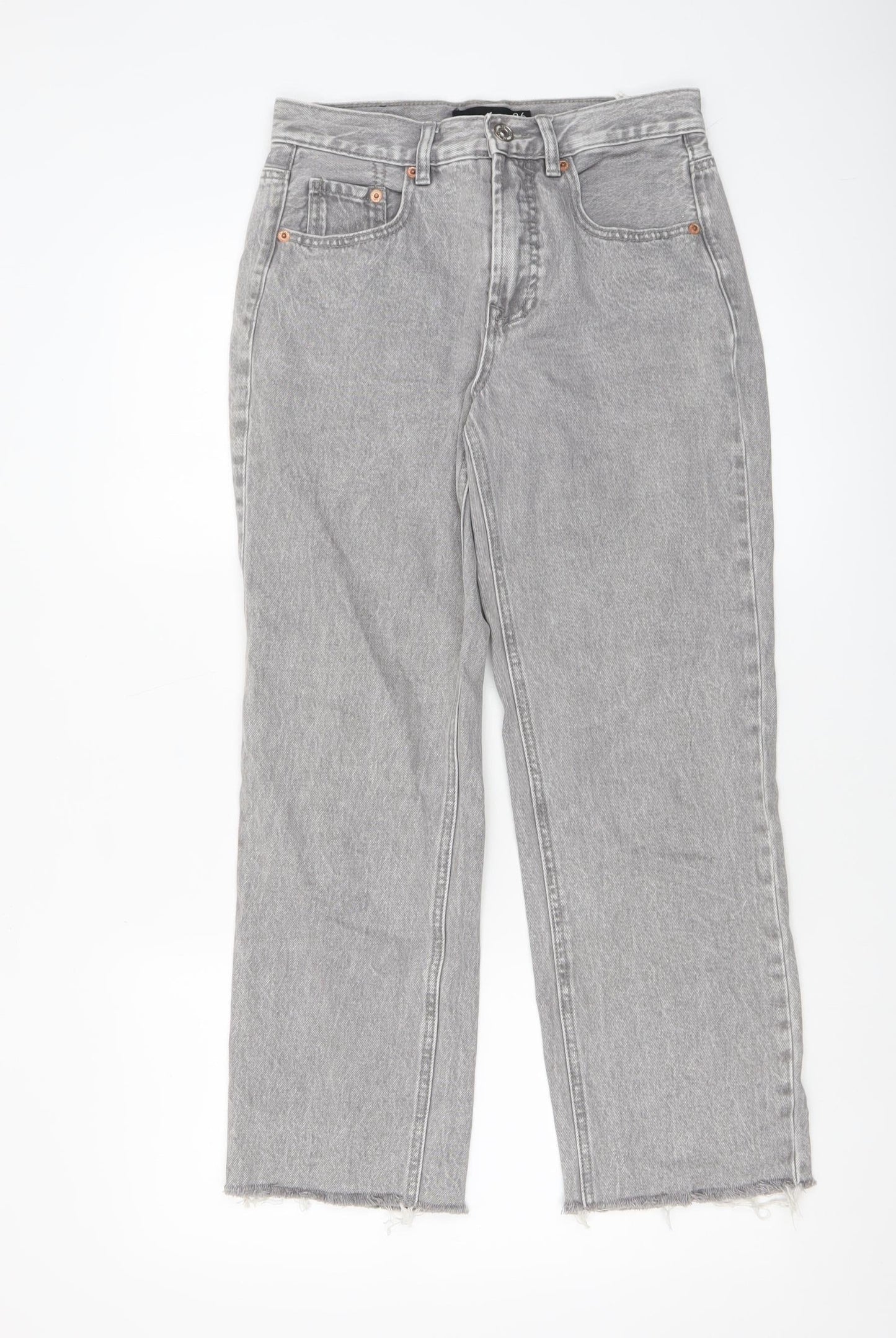 Stradivarius Women's Grey High Rise Straight Leg Jeans Size 8