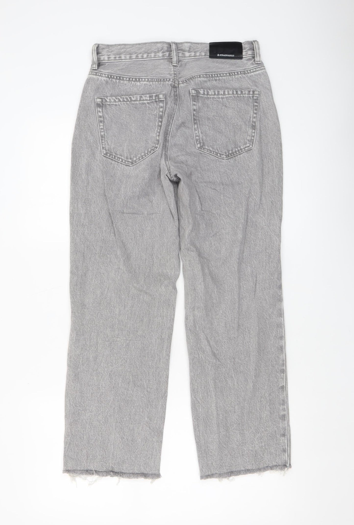 Stradivarius Women's Grey High Rise Straight Leg Jeans Size 8