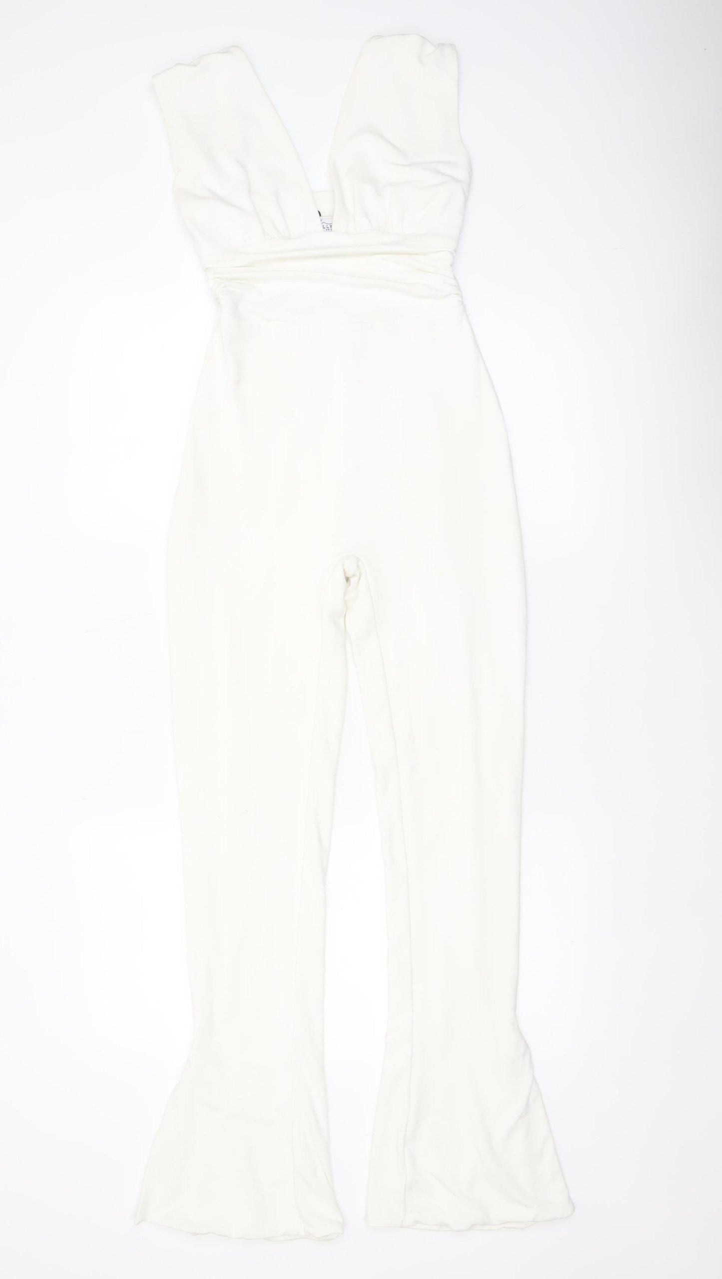 Oh Polly Women’s White Flared Leg Sleeveless Jumpsuit UK 10