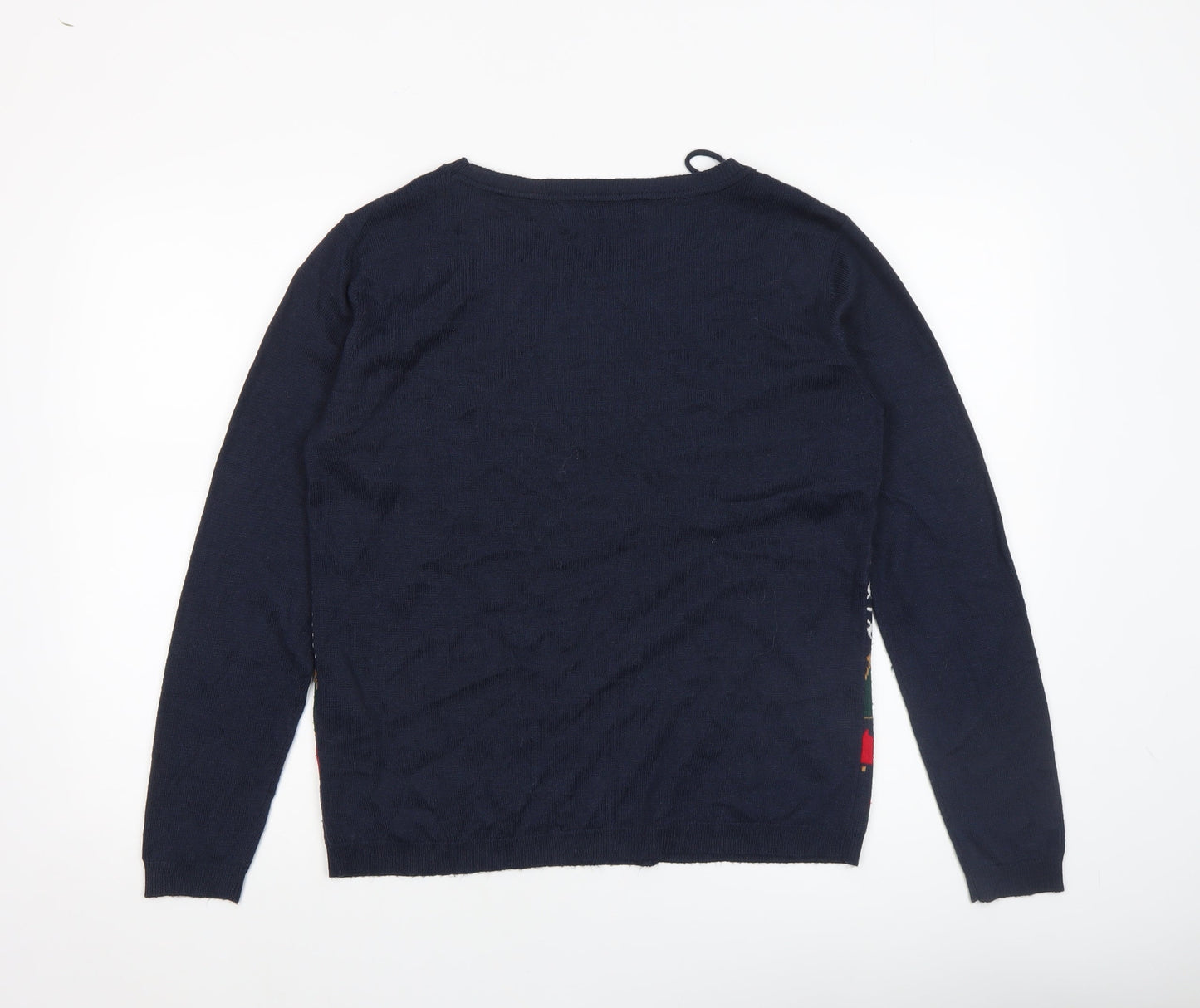 ONLY Women's Blue Christmas Fair Isle Crew Neck Jumper L