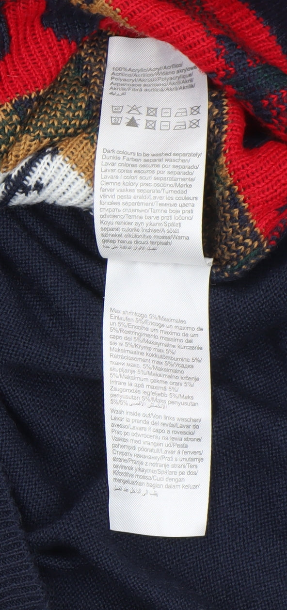 ONLY Women's Blue Christmas Fair Isle Crew Neck Jumper L