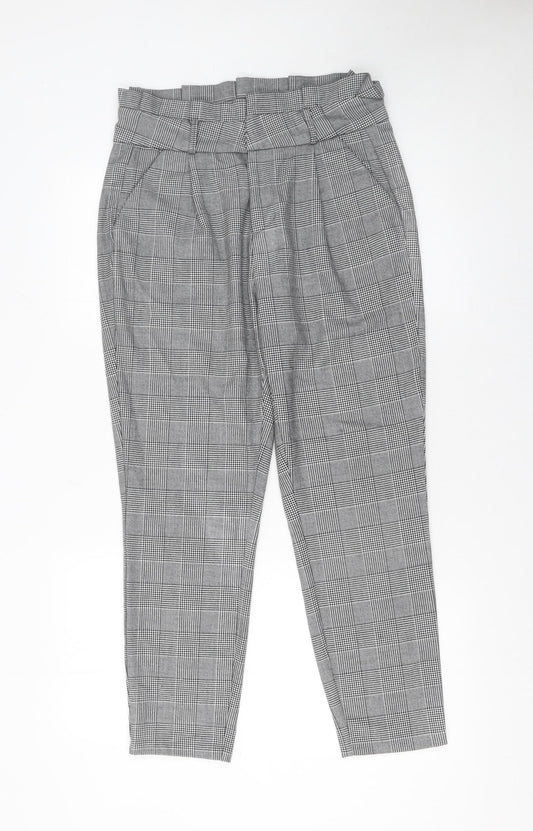 Vero Moda Women's Grey Check Paperbag Trousers Size M