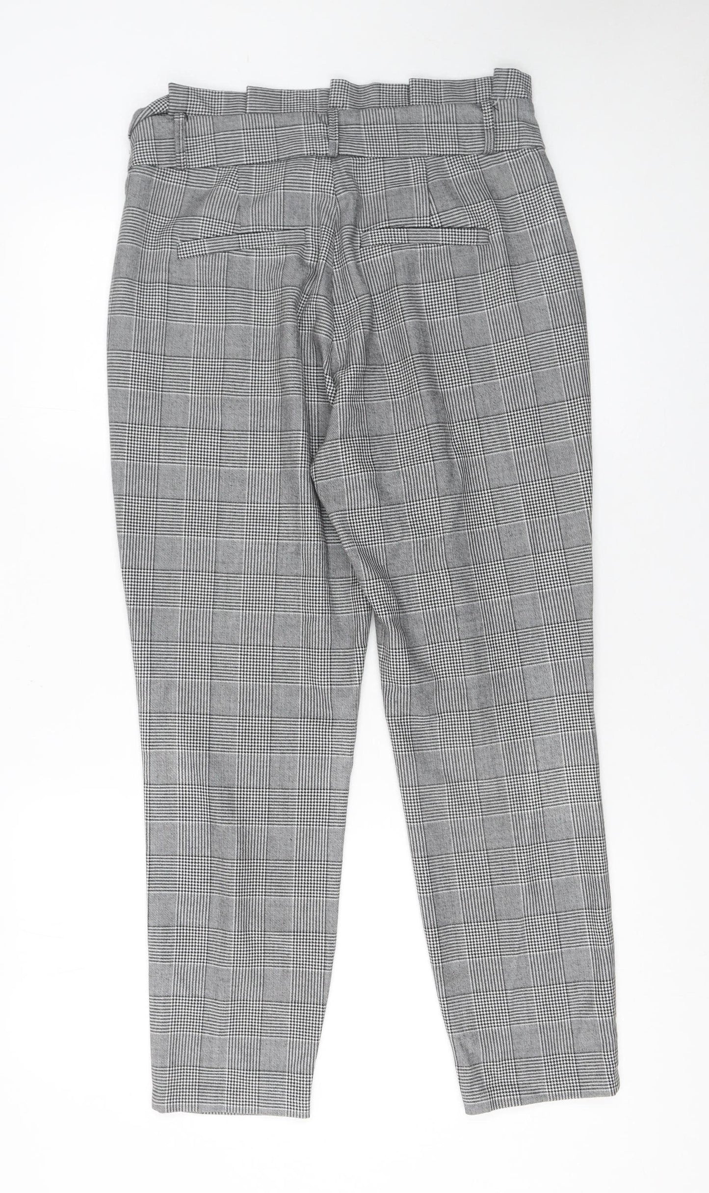 Vero Moda Women's Grey Check Paperbag Trousers Size M