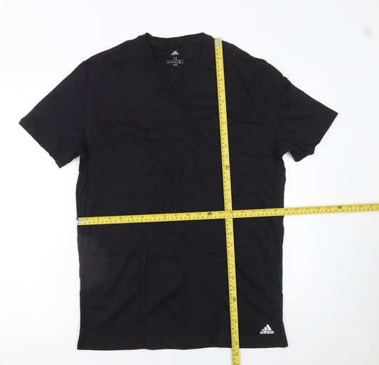 Adidas Men’s Black V-Neck Cotton Short Sleeve T-Shirt Size M