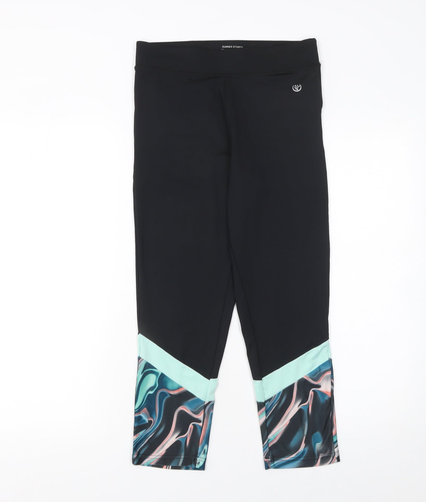 Dunnes Stores Women Black Capri Leggings Small Stretch Activewear