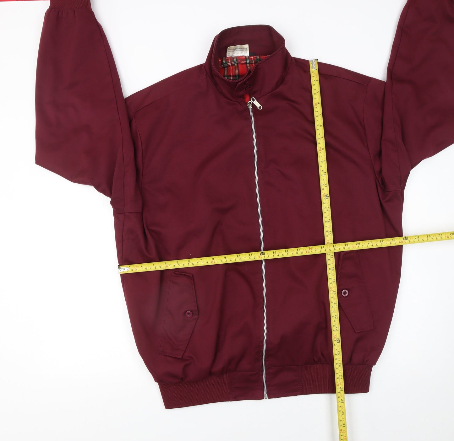 Cotton Works Men’s Burgundy Bomber Jacket 2XL Lined Classic Casual Zip
