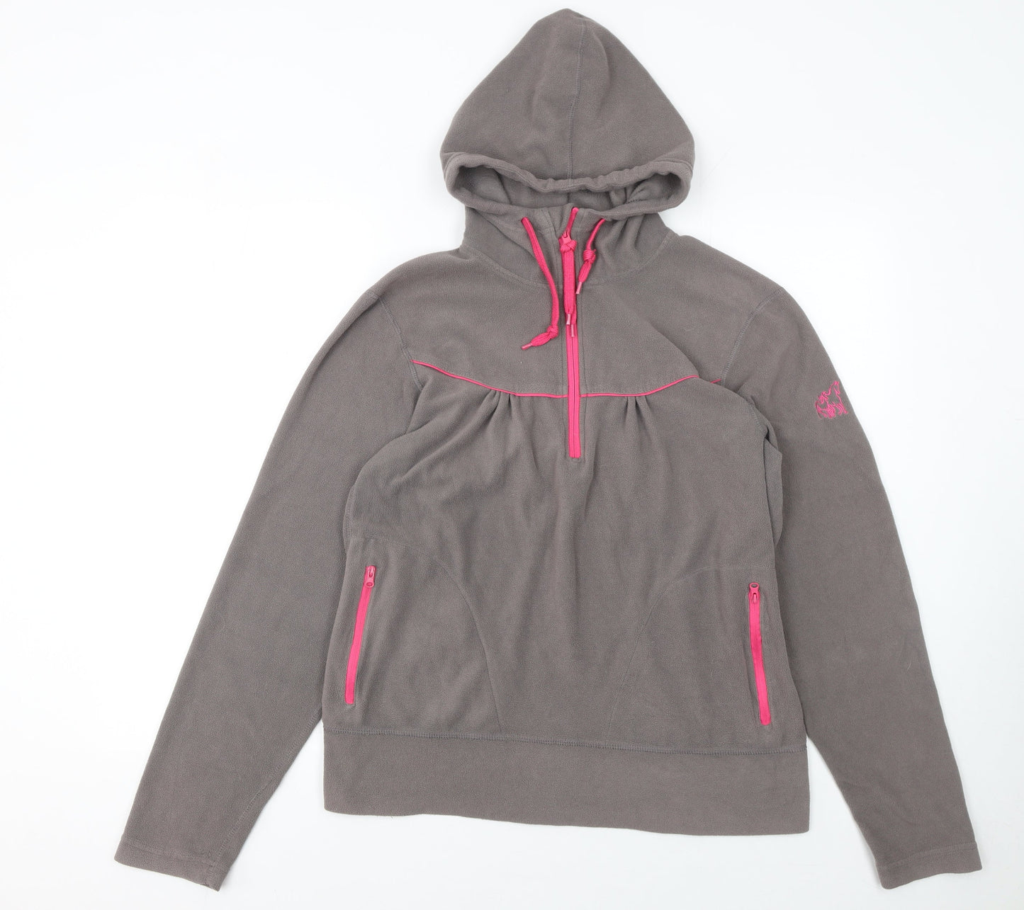 Requisite Women's Brown Fleece Hoodie XL 1/4 Zip Equestrian Pullover