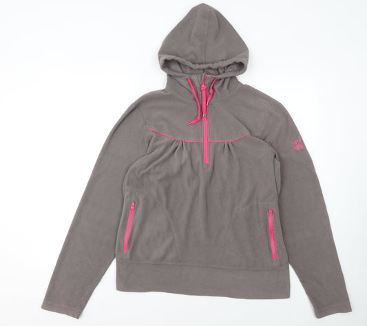 Requisite Women's Brown Fleece Hoodie XL 1/4 Zip Equestrian Pullover