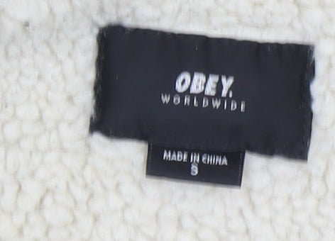 Obey Men's Black Anorak Hooded Jacket Size S Fleece Lined Winter Streetwear