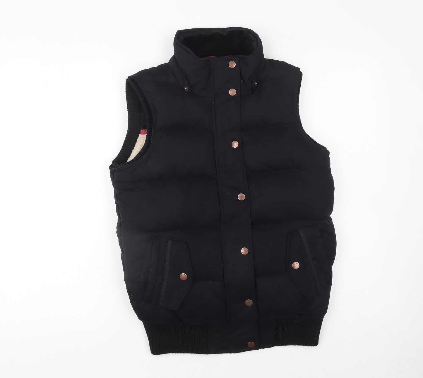 Fat Face Women Black Size 8 Puffer Waistcoat Down Filled Gilet