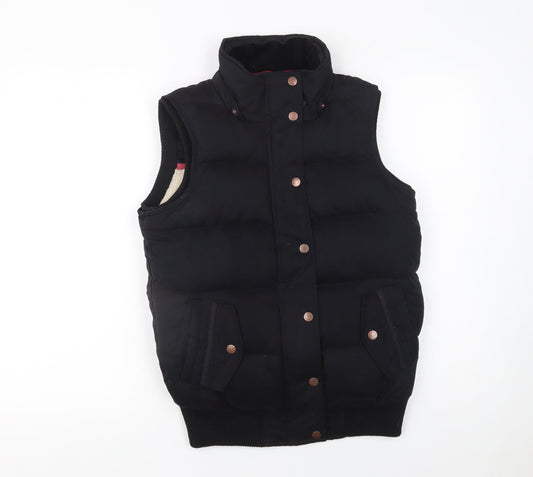 Fat Face Women Black Size 8 Puffer Waistcoat Down Filled Gilet