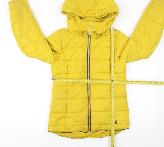 Joules Girls Yellow Hooded Puffer Jacket 10 Years Lightweight Winter Coat