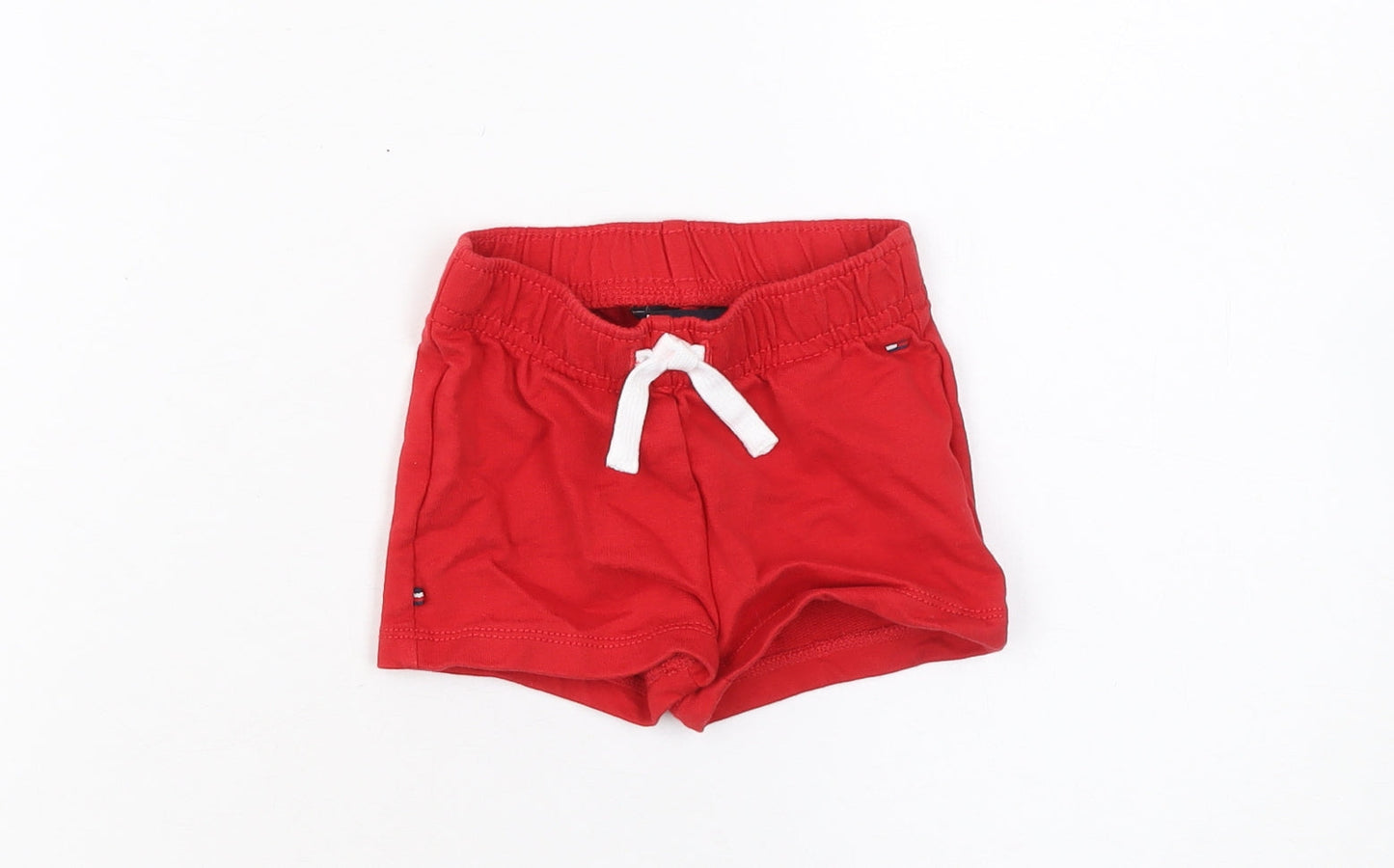 Tommy Hilfiger Red Cotton Baby Shorts 3-6 Months Unisex Drawstring Waist