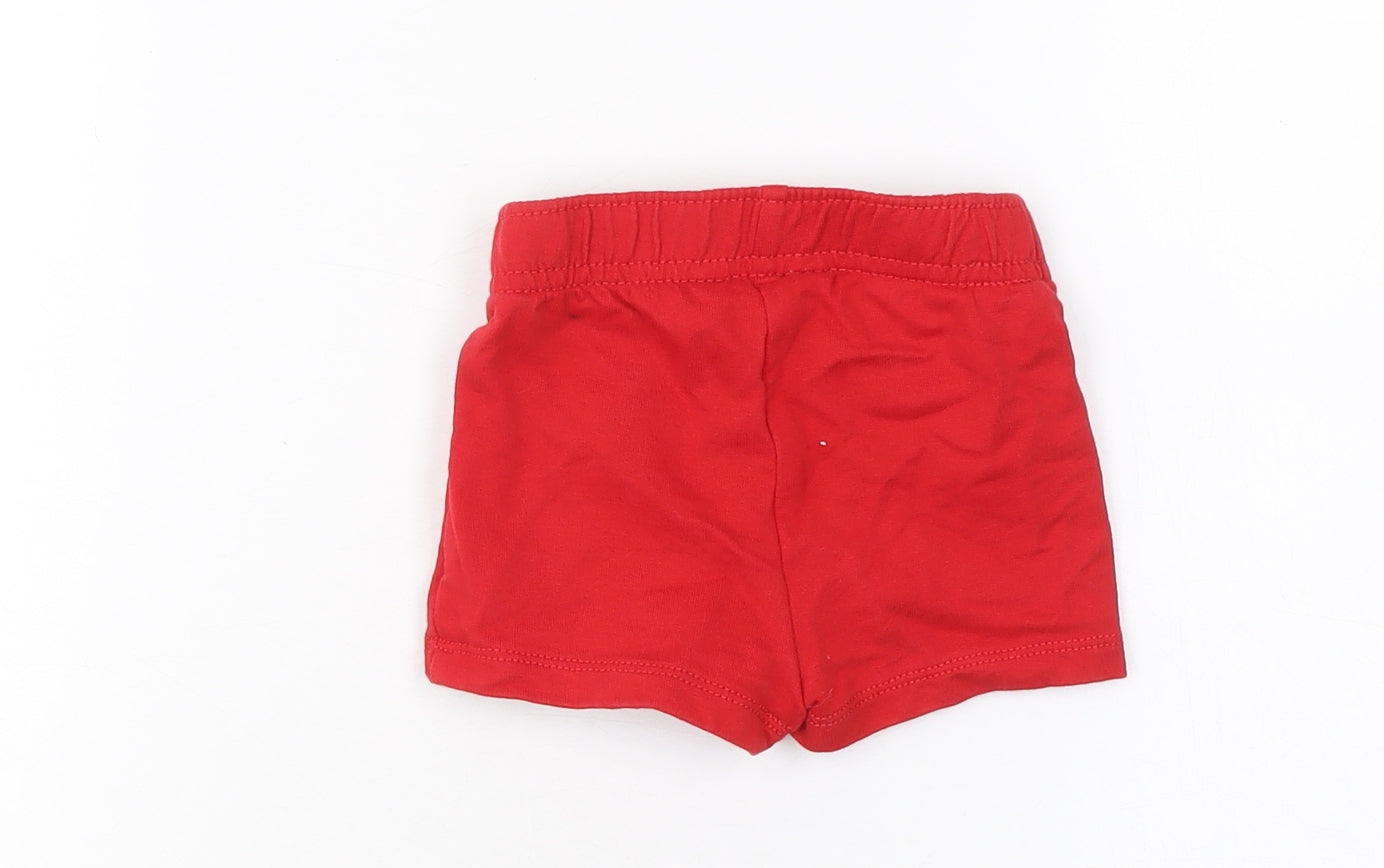 Tommy Hilfiger Red Cotton Baby Shorts 3-6 Months Unisex Drawstring Waist