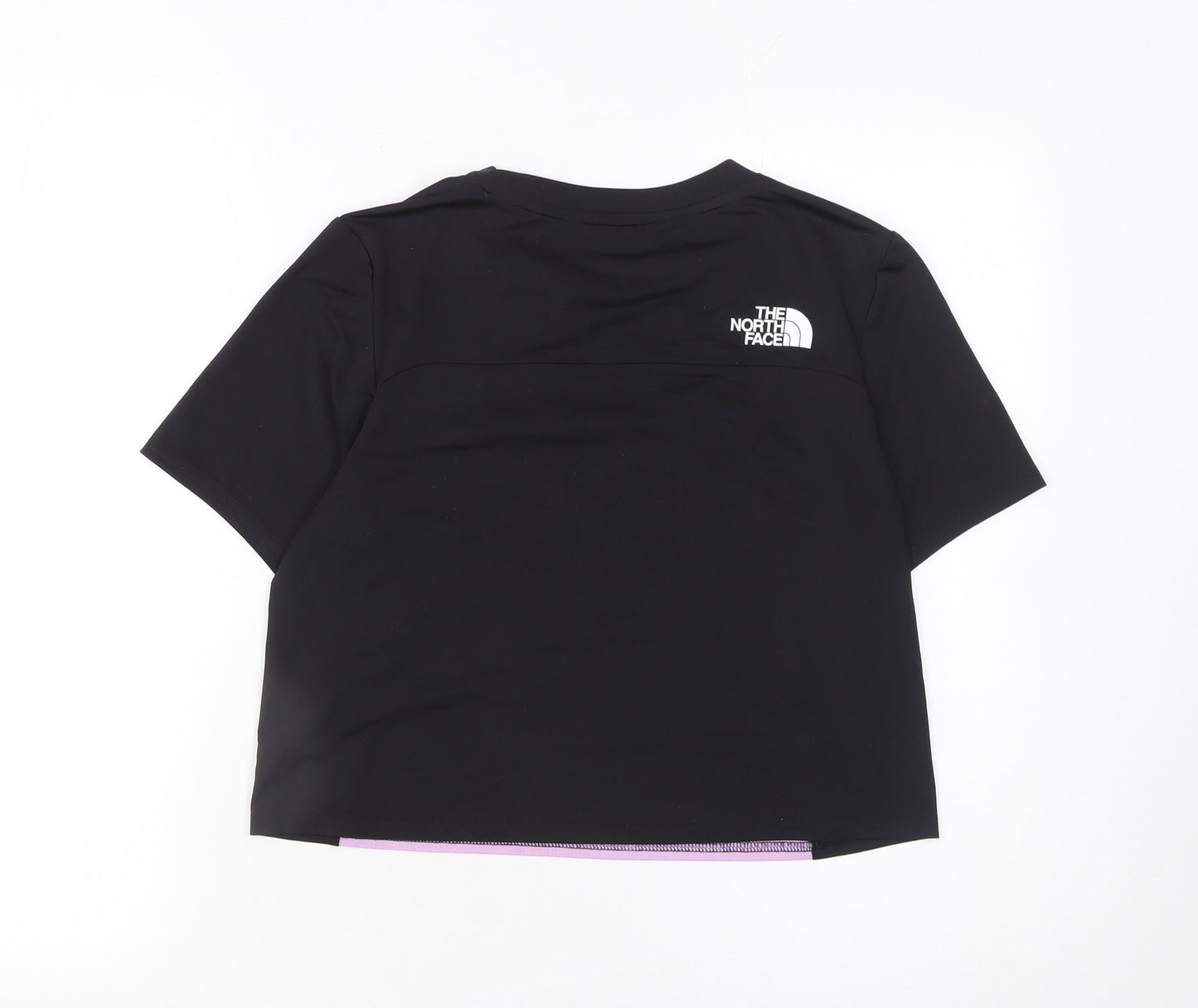 The North Face Girls Black Purple Cropped Active T-Shirt XL FlashDry