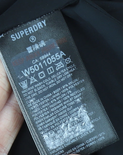 Superdry Womens Orange Long Hooded Puffer Coat Size 10