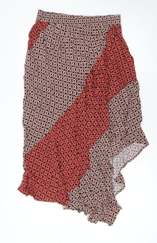 Next Womens Multicoloured Geometric Wrap Midi Skirt Size 14