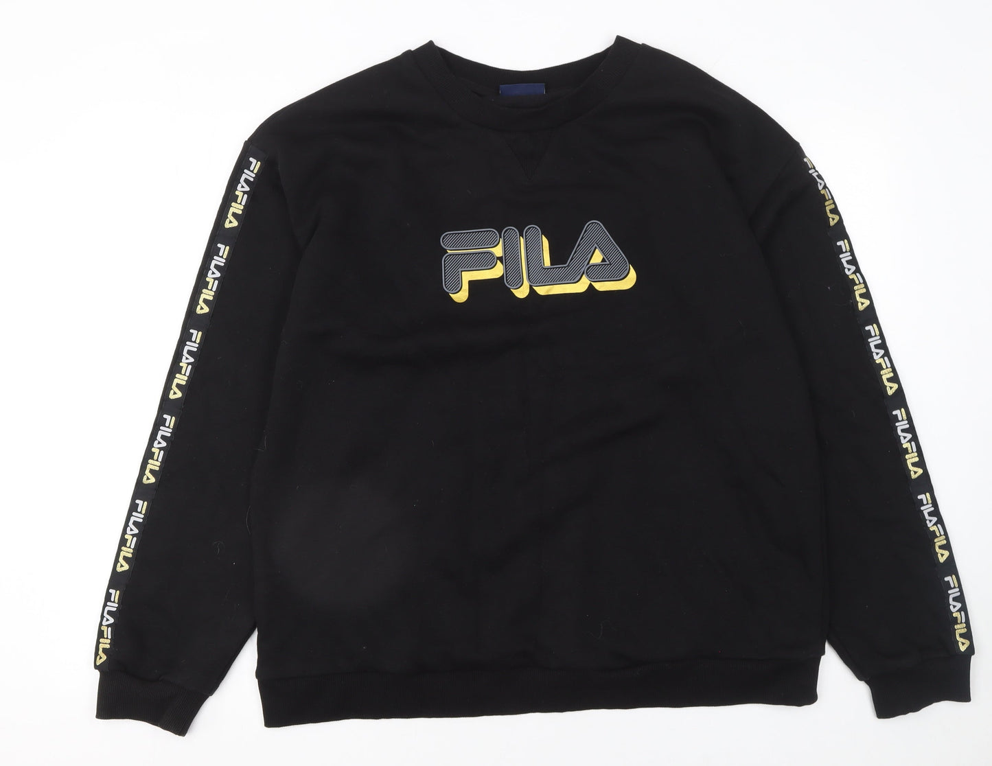 FILA Men’s Black Crew Neck Pullover Sweatshirt 2XL Sports Graphic