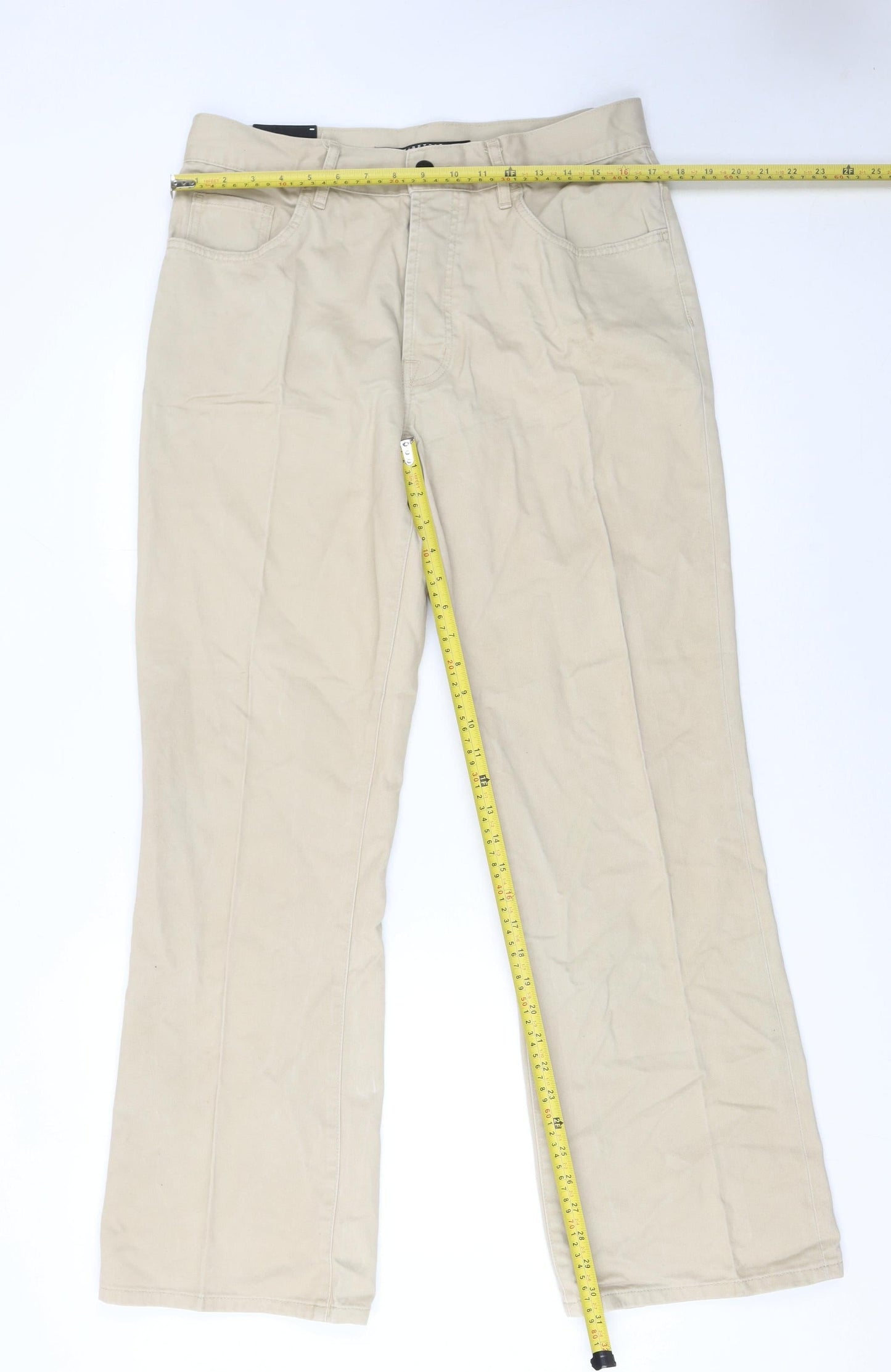 Firetrap Men's Beige Cotton Chino Trousers Size 34R Casual Workwear