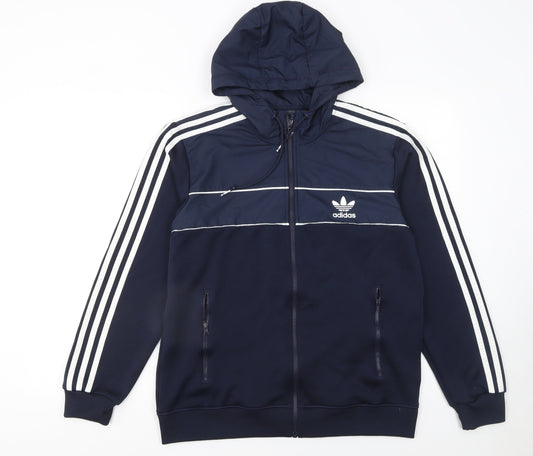 Adidas Men's Blue Full Zip Hooded Hoodie Size M Sports Jacket