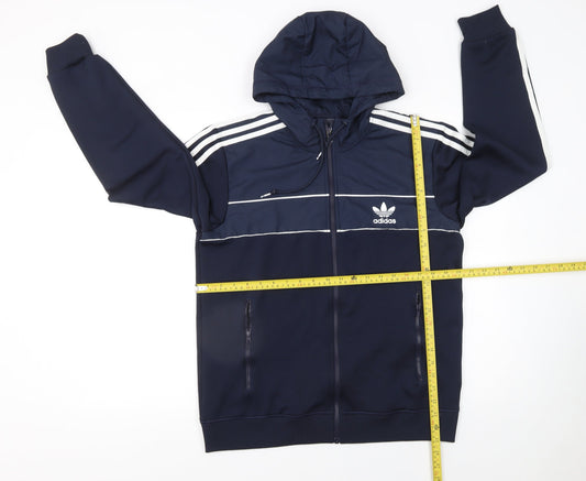 Adidas Men's Blue Full Zip Hooded Hoodie Size M Sports Jacket