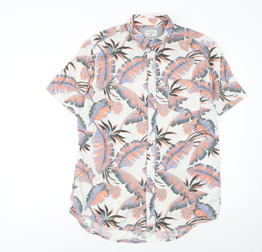 Quiksilver Men's Multicoloured Tropical Short Sleeve Cotton Button-Up Shirt M