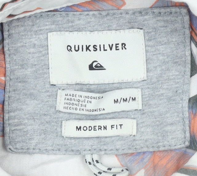 Quiksilver Men's Multicoloured Tropical Short Sleeve Cotton Button-Up Shirt M