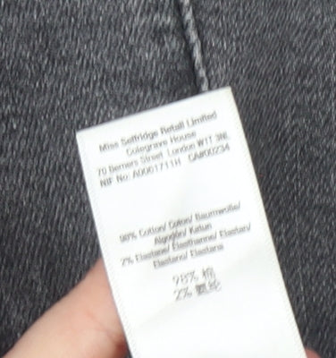 Miss Selfridge Women Grey Size 16 Denim Button Pinafore Dress