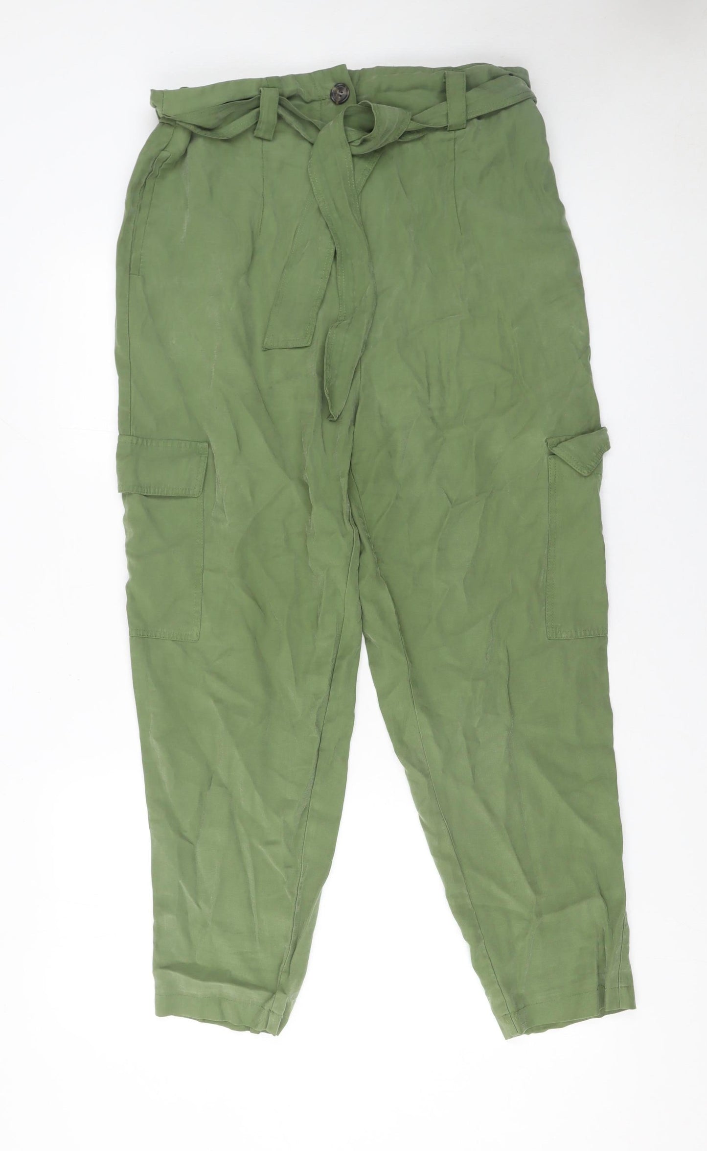 Dunnes Stores Womens Green Size 14 Cargo Belted High Rise Trousers