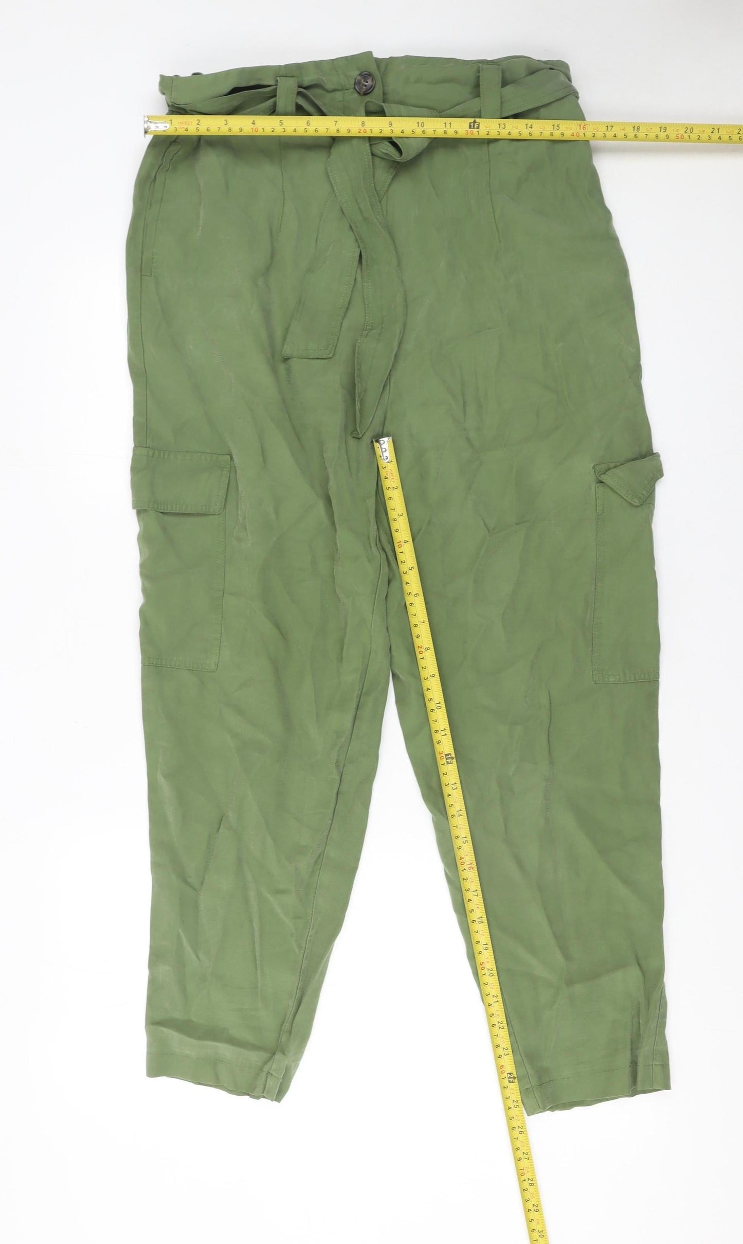 Dunnes Stores Womens Green Size 14 Cargo Belted High Rise Trousers