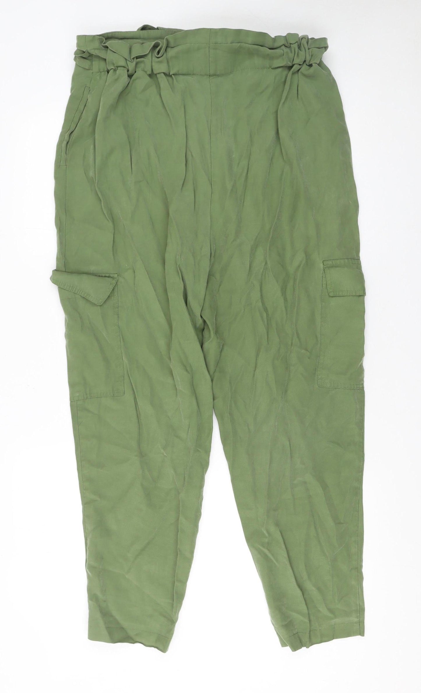 Dunnes Stores Womens Green Size 14 Cargo Belted High Rise Trousers