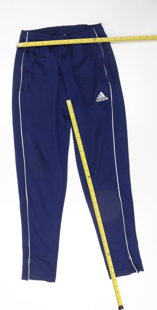 Adidas Men's Blue Jogger Trousers Size M Tapered Fit Zip Ankles
