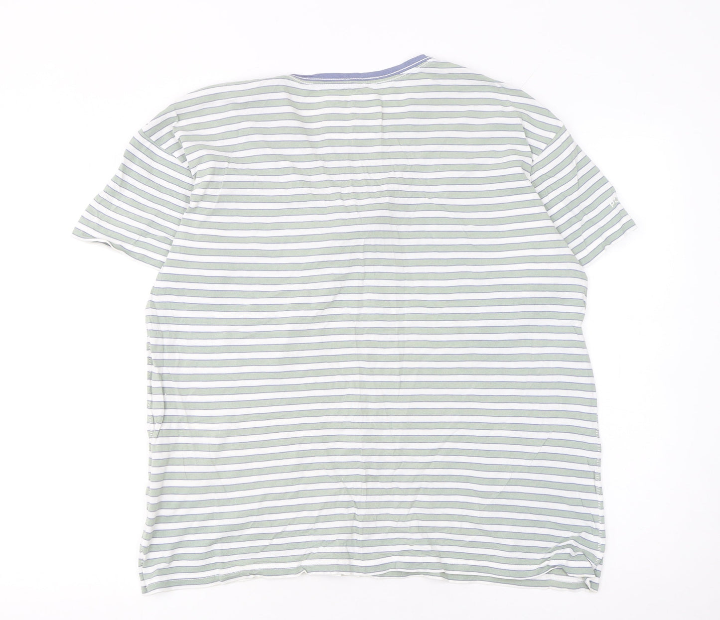 Superdry Women's Green Striped Cotton T-Shirt UK 14 Short Sleeve