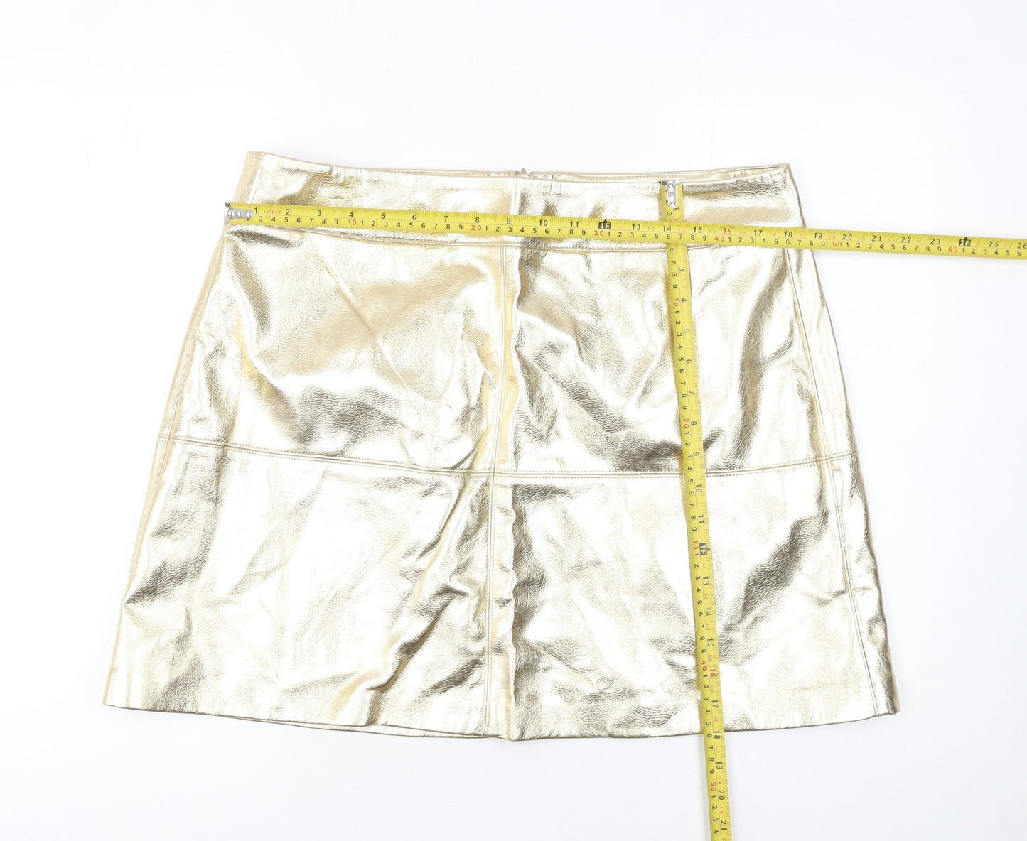 Marks and Spencer Women Gold A-Line Short Skirt Size 18 Party Wear