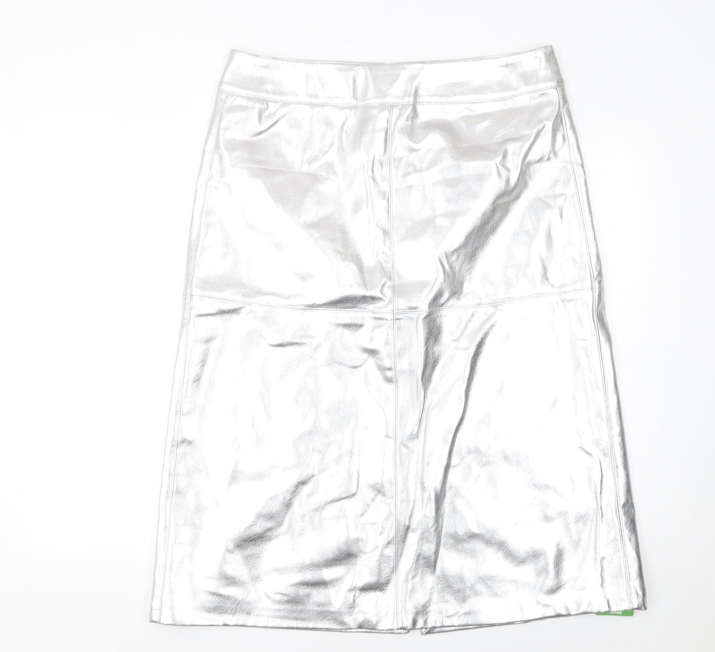 Marks and Spencer Womens Silver Faux Leather Pencil Skirt Size 16