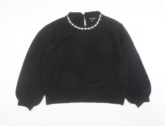 Millie Mackintosh Women's Black Jewel Neck Long Sleeve Pullover Jumper Size 20