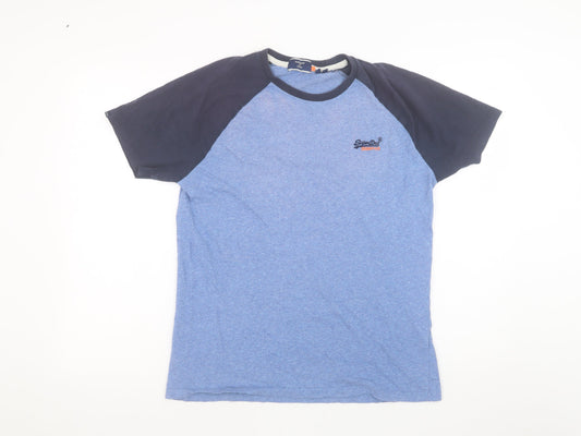 Superdry Men's Blue Colourblock Crew Neck Short Sleeve T-Shirt Size M