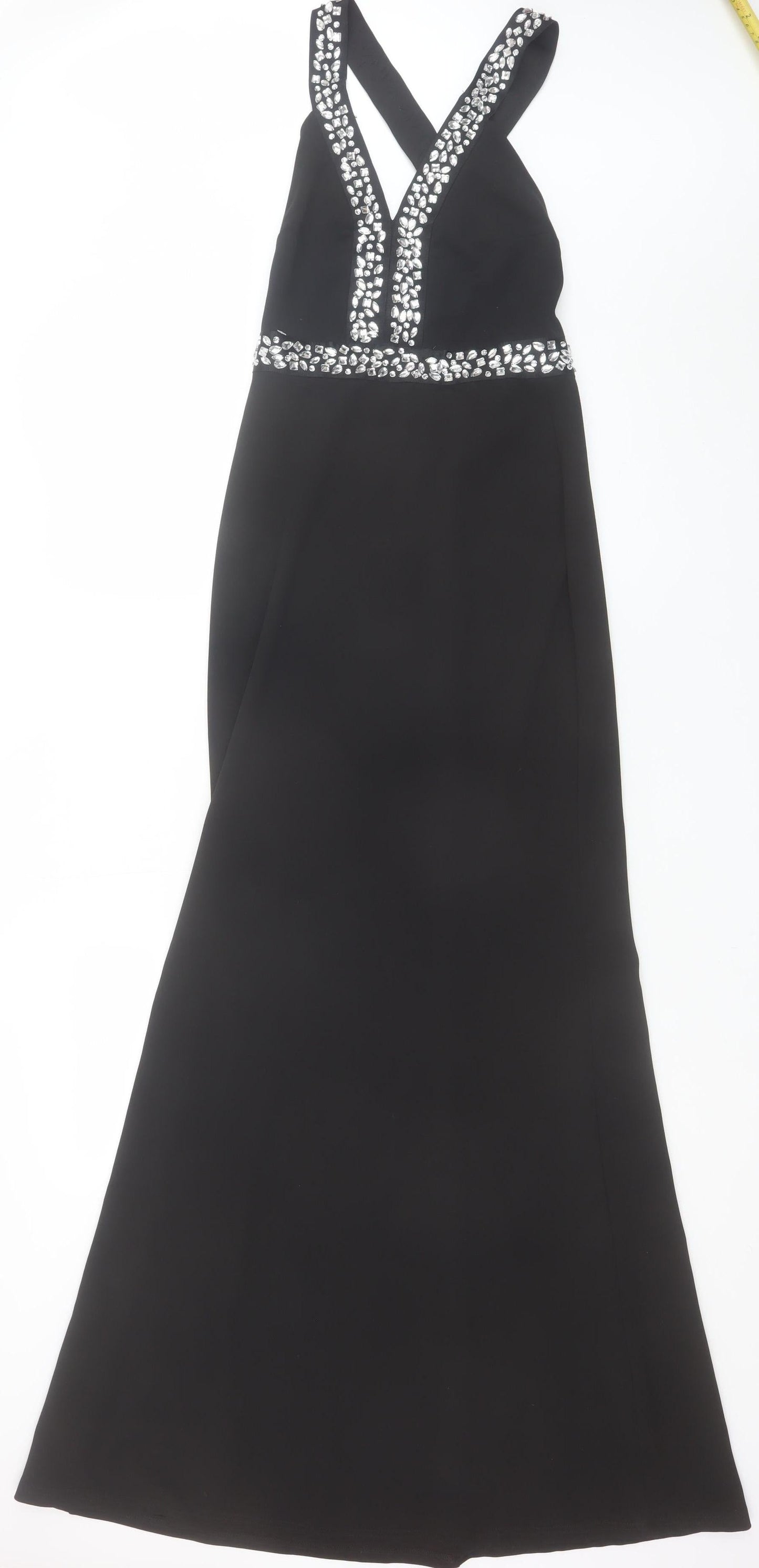 Quiz Women Black Size 6 Halterneck Rhinestone Mermaid Dress