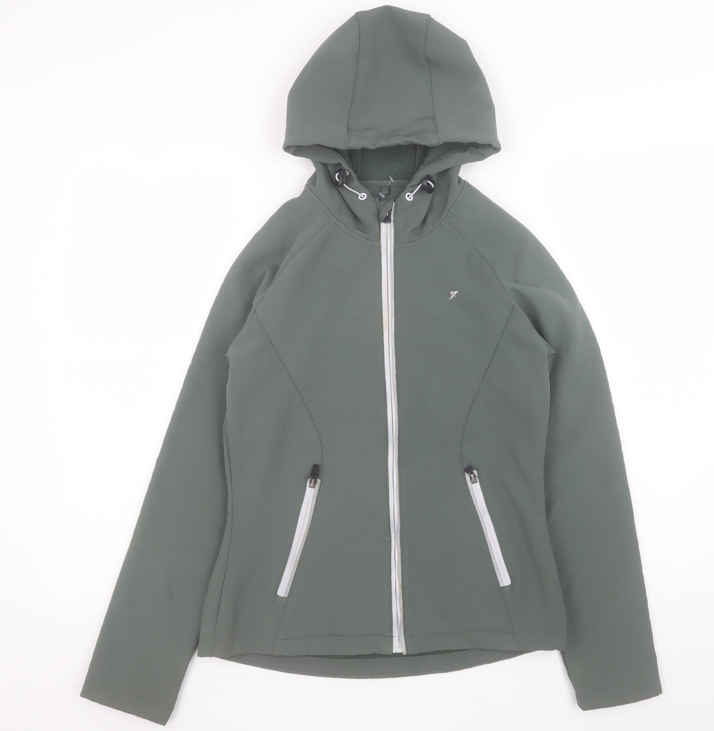 WORK OUT Womens Green XS Softshell Hooded Zip Jacket
