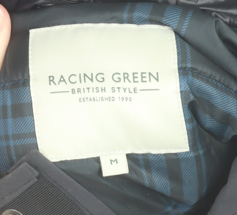 Racing Green Men’s Black Parka Jacket M Hooded Water Resistant