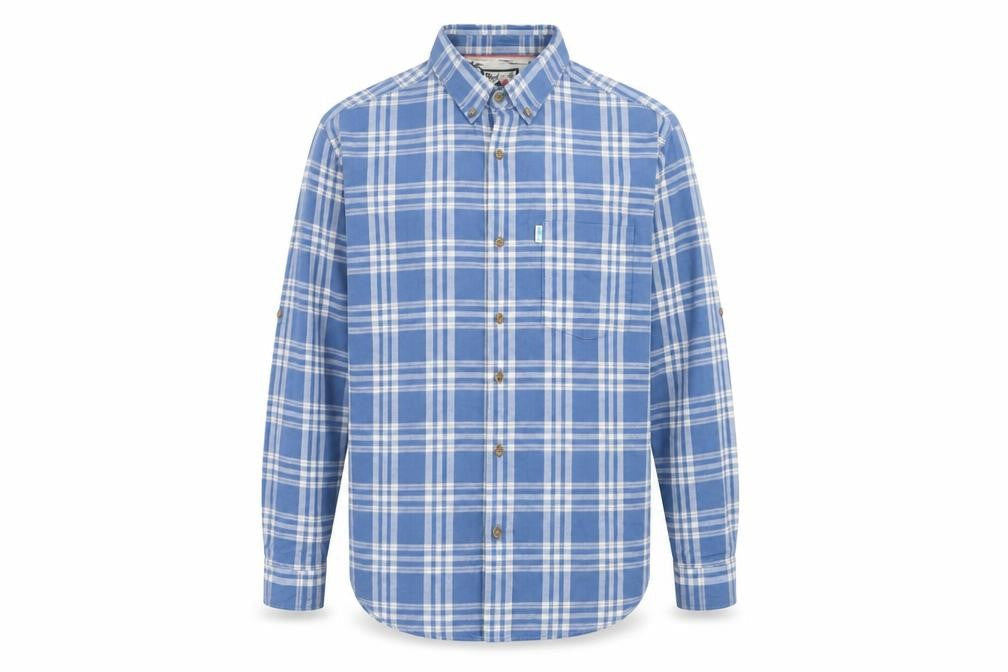 Next Men's Blue Check Cotton Long Sleeve Button-Up Shirt L