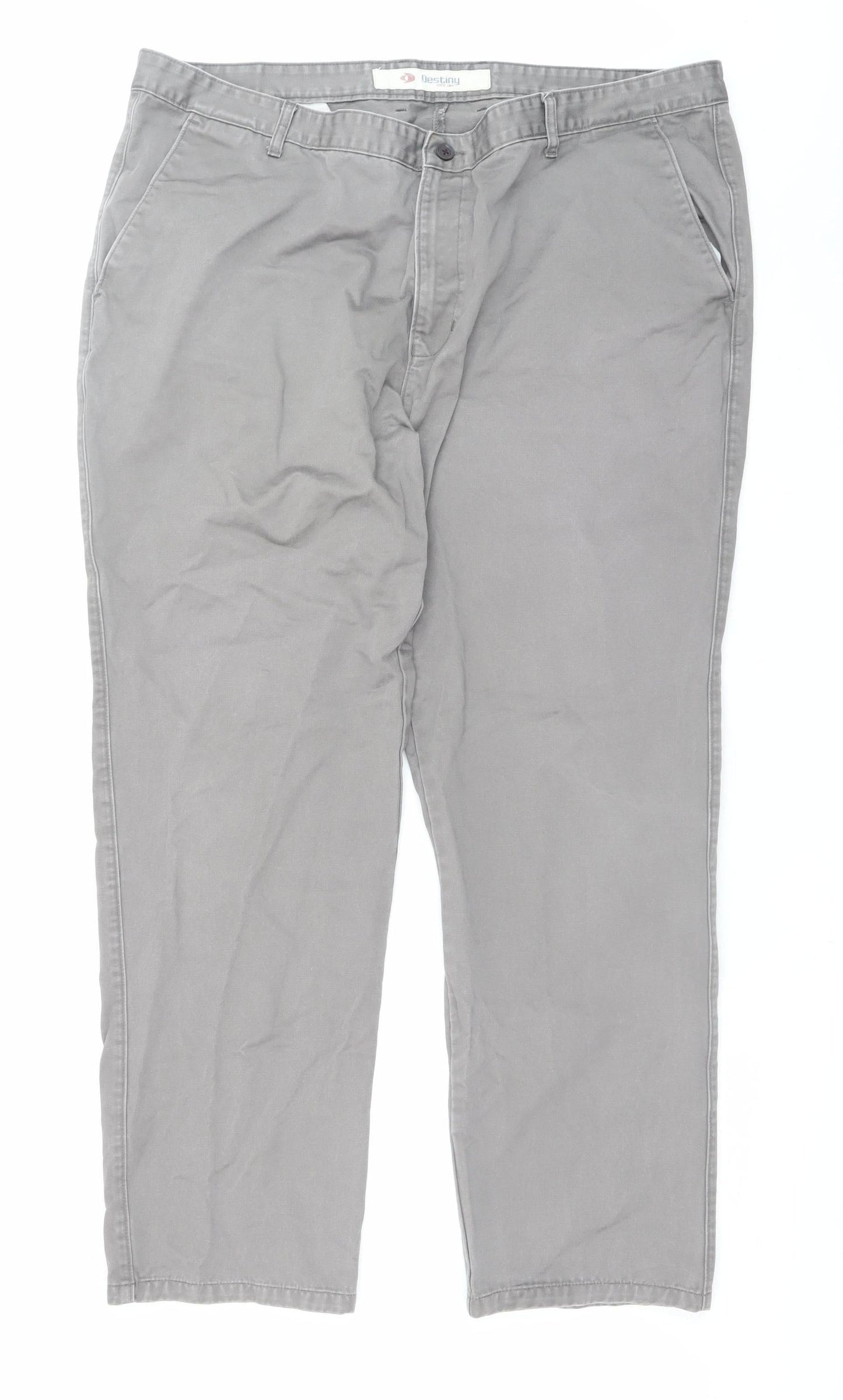 Destiny Men's Grey 44in Cotton Chino Trousers Regular Fit