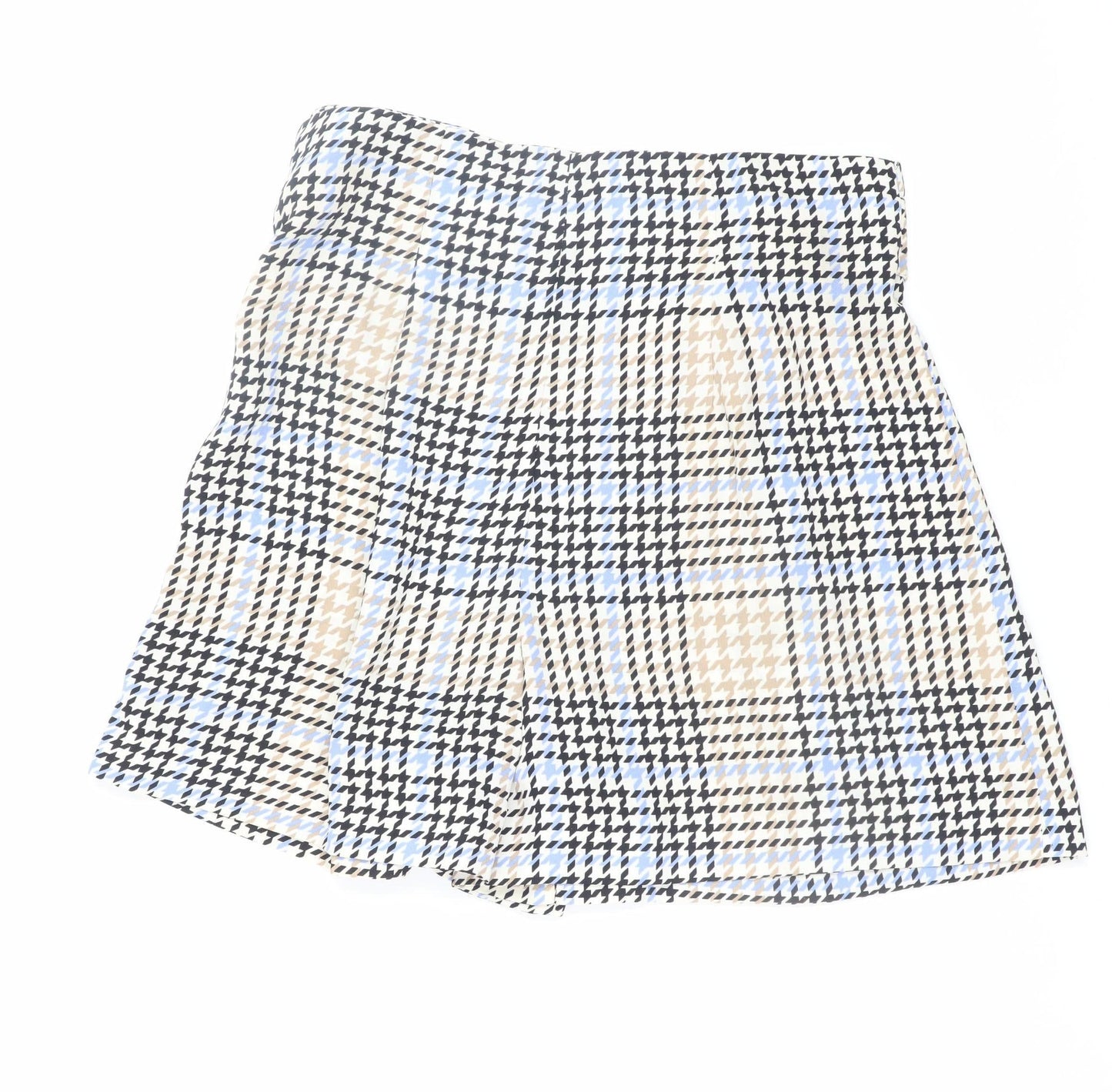 River Island Women Beige Check Paperbag Shorts Size 8