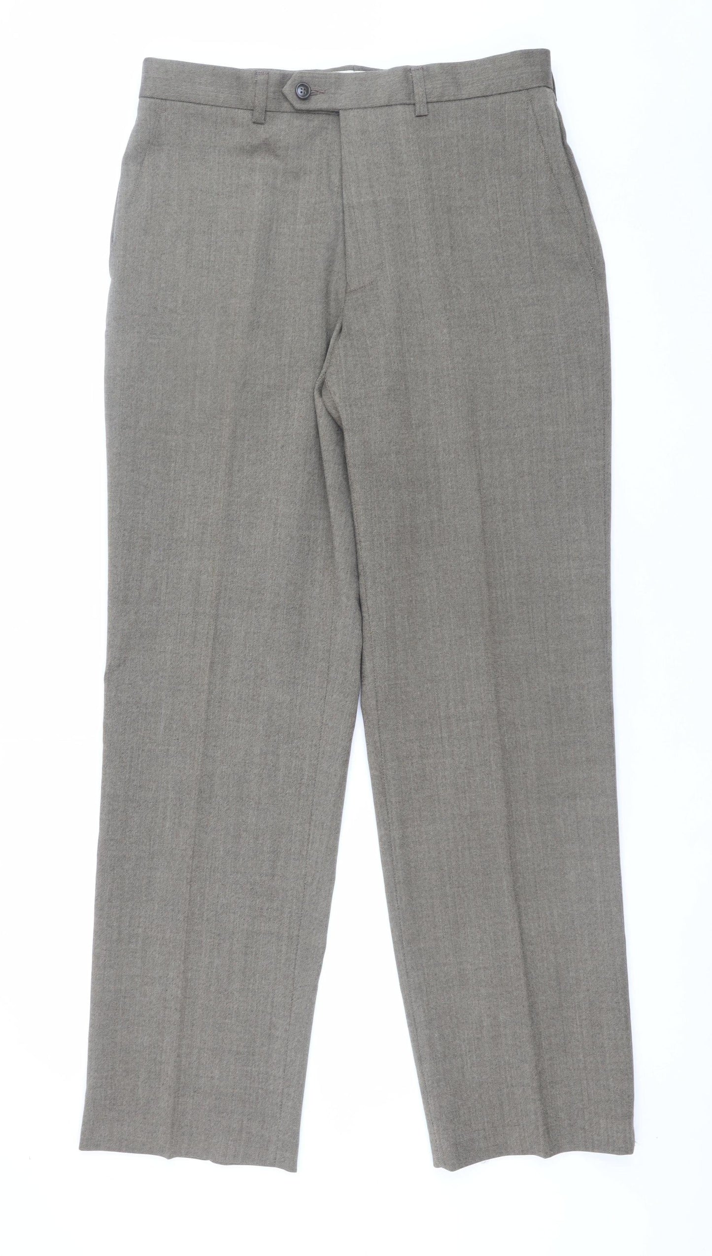 Marks and Spencer Men’s Beige Wool Blend Dress Pants 32x31 Regular Fit