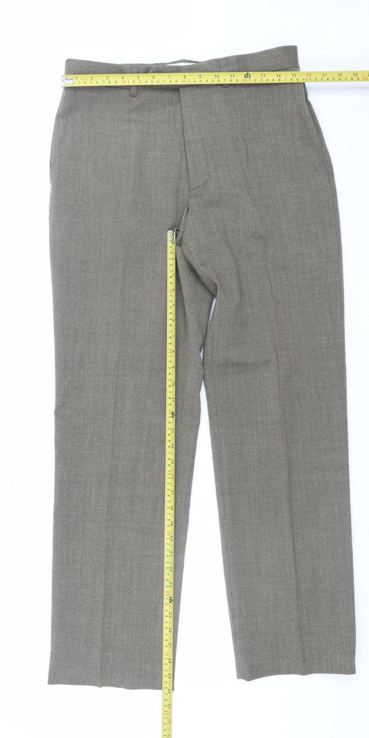 Marks and Spencer Men’s Beige Wool Blend Dress Pants 32x31 Regular Fit