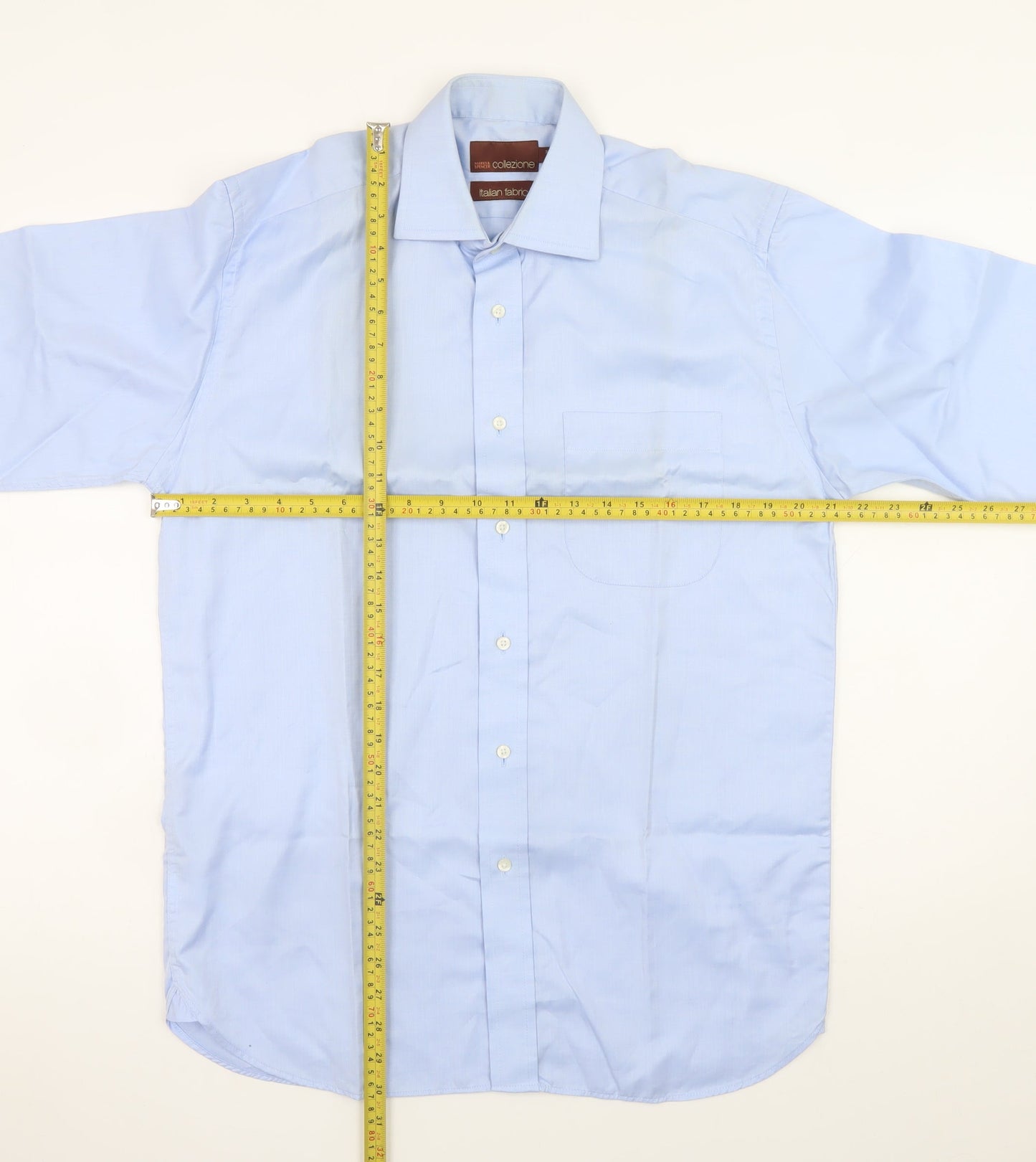 Marks and Spencer Collezione Blue 15in Regular Fit Italian Fabric Men's Formal Shirt