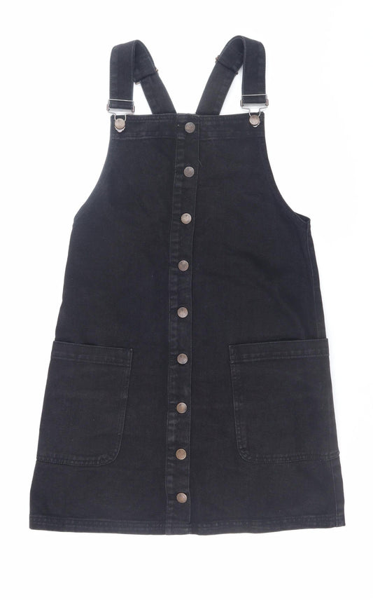Red Herring Women's Black Denim Pinafore Dress Size 10